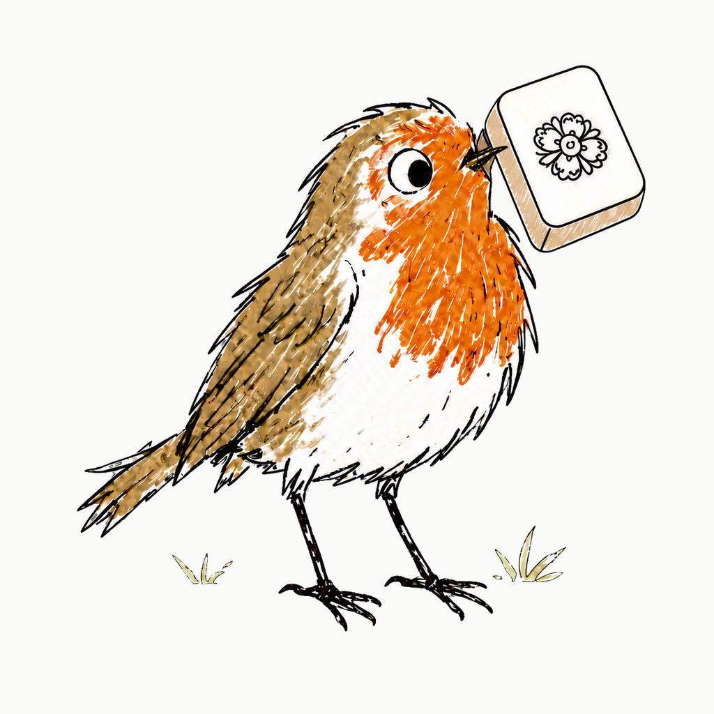 Pembroke Games TileMatch icon showing a robin carrying an illustrated tile