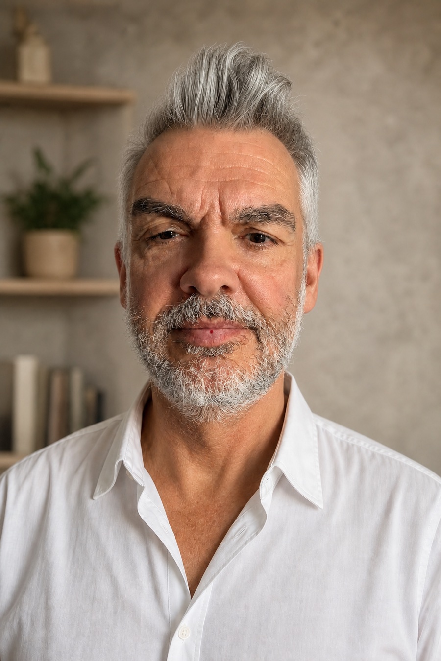 Simon Cholerton, founder of Pembroke Games, wearing a white open-neck shirt